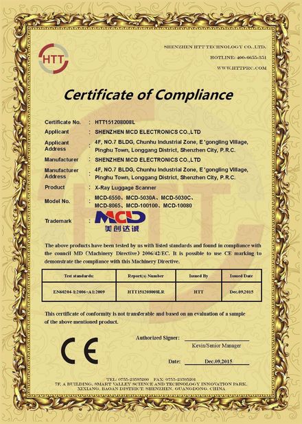 Chine Shenzhen MCD Electronics Co., Ltd. certifications